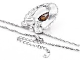 Pre-Owned Orange Spiny Oyster Shell Rhodium Over Silver Pendant With Chain