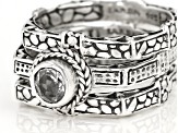 Pre-Owned White Topaz Sterling Silver Ring Set 0.55ct