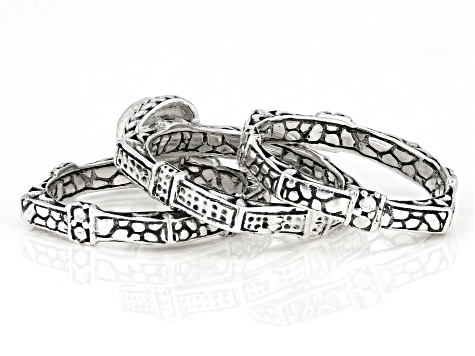 Pre-Owned White Topaz Sterling Silver Ring Set 0.55ct