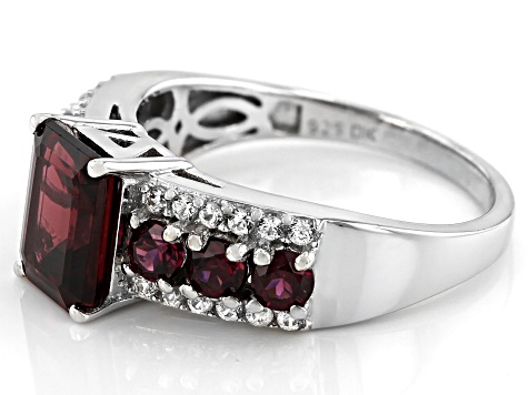 Pre-Owned Purple Rhodolite Rhodium Over Sterling Silver Ring 2.93ctw