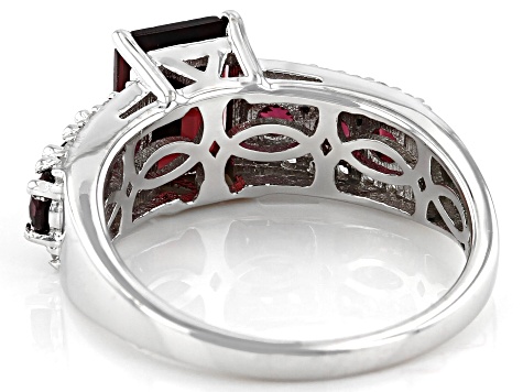 Pre-Owned Purple Rhodolite Rhodium Over Sterling Silver Ring 2.93ctw