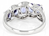 Pre-Owned Blue Tanzanite With Round Diamond Rhodium Over Sterling Silver Ring 1.49ctw