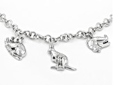Pre-Owned Rhodium Over Sterling Silver Animal Charm Bracelet
