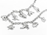 Pre-Owned Rhodium Over Sterling Silver Animal Charm Bracelet