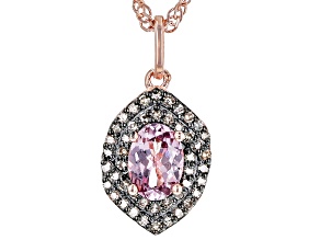 Pre-Owned Pink Color Shift Garnet 18k Rose Gold Over Sterling Silver Pendant With Chain 1.10ctw