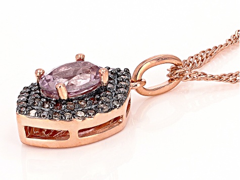 Pre-Owned Pink Color Shift Garnet 18k Rose Gold Over Sterling Silver Pendant With Chain 1.10ctw