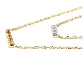 Pre-Owned Orange Sapphire And White Diamond 14k Yellow Gold Layered Necklace 0.32ctw