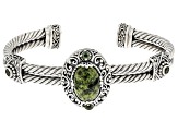 Pre-Owned Green Serpentine Sterling Silver Bracelet .40ctw