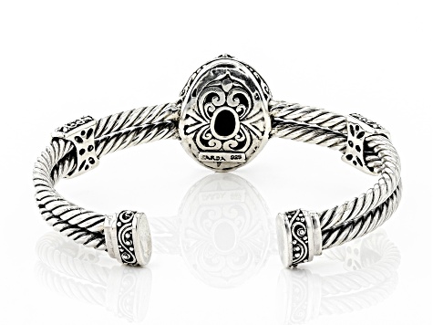 Pre-Owned Green Serpentine Sterling Silver Bracelet .40ctw