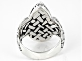 Pre-Owned Abalone Doublet Silver Basket Weave Design Ring