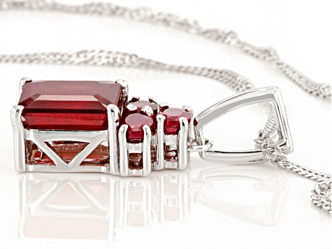 Pre-Owned Red Mahaleo® Ruby Rhodium Over Sterling Silver Pendant With Chain 3.83ctw