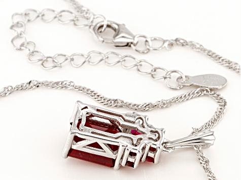 Pre-Owned Red Mahaleo® Ruby Rhodium Over Sterling Silver Pendant With Chain 3.83ctw