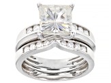 Pre-Owned Moissanite Platineve ring with two bands 2.98ctw DEW