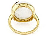 Pre-Owned Rainbow Moonstone 18K Yellow Gold Over Sterling Silver Moon & Star Ring