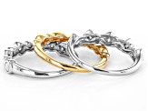 Pre-Owned Moissanite platineve and 14k yellow gold over silver set of 3 rings 1.50ctw DEW