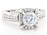 Pre-Owned Moissanite Platineve Halo Ring 1.60ctw DEW