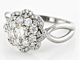 Pre-Owned Moissanite Platineve Cluster Design Ring 1.11ctw DEW