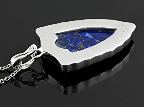 Pre-Owned Blue Lapis Lazuli Sterling Silver Mens Solitaire Enhancer And Chain