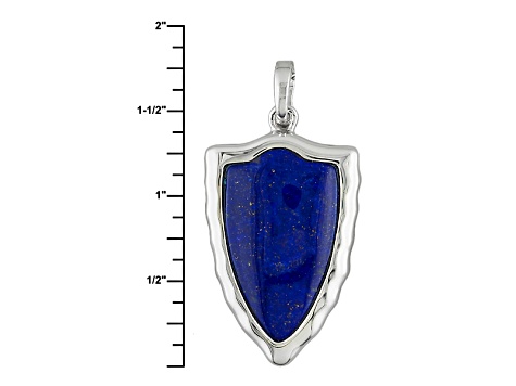 Pre-Owned Blue Lapis Lazuli Sterling Silver Mens Solitaire Enhancer And Chain