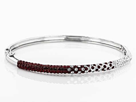 Pre-Owned Preciosa Crystal Maroon And White Thin Bangle Bracelet