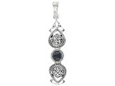 Pre-Owned Black Tourmalinated Quartz Silver Tree of Life Pendant