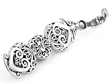 Pre-Owned Black Tourmalinated Quartz Silver Tree of Life Pendant