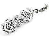 Pre-Owned Black Tourmalinated Quartz Silver Tree of Life Pendant
