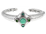 Pre-Owned Mint Chrysoprase, Chrome Diopside, Onyx Silver Bracelet .46ctw