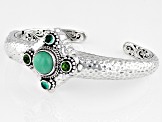 Pre-Owned Mint Chrysoprase, Chrome Diopside, Onyx Silver Bracelet .46ctw