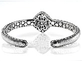 Pre-Owned Onyx Mother-of-Pearl Quartz Triplet Silver Bracelet