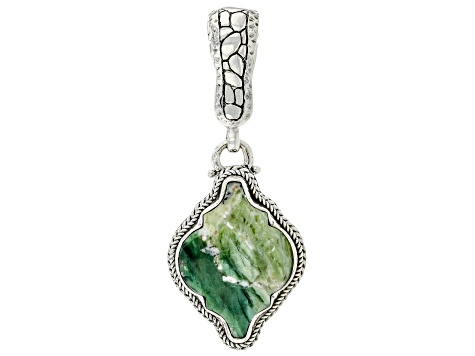 Pre-Owned Green Opal Silver Enhancer Pendant