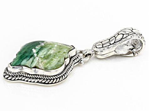 Pre-Owned Green Opal Silver Enhancer Pendant