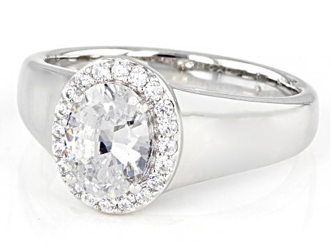 Pre-Owned Dillenium Cut White Cubic Zirconia Platinum Over Sterling Silver Ring 2.37ctw