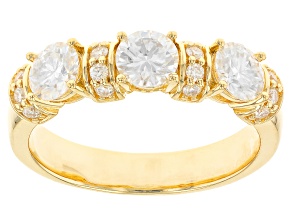 Pre-Owned Moissanite 14k yellow gold over silver band ring 1.82ctw DEW.