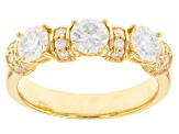 Pre-Owned Moissanite 14k yellow gold over silver band ring 1.82ctw DEW.