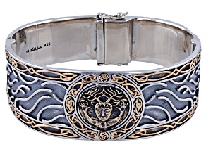 Pre-Owned  Sterling Silver & Bronze Cernunnos Hinged Cuff Bracelet