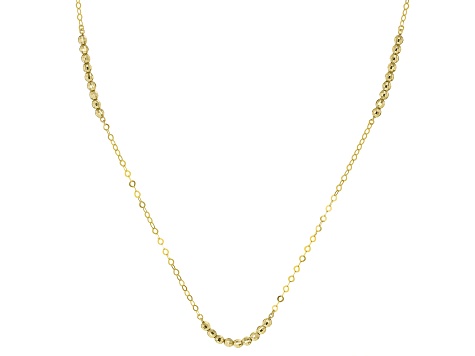 Pre-Owned 10K Yellow Gold Diamond-Cut Beaded Station Necklace
