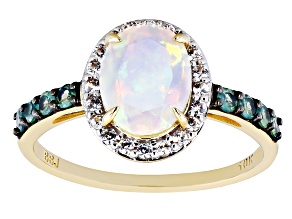 Pre-Owned White Ethiopian Opal 10k Yellow Gold Ring 1.36ctw