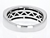 Pre-Owned Blue Turquoise & Onyx Rhodium Over Silver Geometric Band Ring