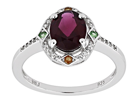 Pre-Owned Magenta Rhodolite Rhodium Over Sterling Silver Ring 1.93ctw