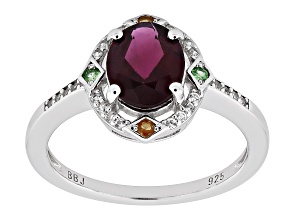 Pre-Owned Magenta Rhodolite Rhodium Over Sterling Silver Ring 1.93ctw