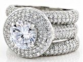 Pre-Owned White Cubic Zirconia Rhodium Over Sterling Silver Ring With Bands 5.83ctw