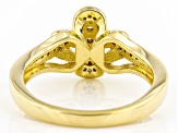 Pre-Owned Moissanite 14k Yellow Gold Over Silver Clover Design Ring .47ctw DEW