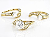 Pre-Owned Moissanite 14k Yellow Gold Over Silver Ring With Two Bands 3.32ctw DEW.