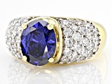 Pre-Owned Blue And White Cubic Zirconia 18k Yellow Gold Over Sterling Silver Ring 6.00ctw