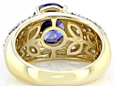 Pre-Owned Blue And White Cubic Zirconia 18k Yellow Gold Over Sterling Silver Ring 6.00ctw