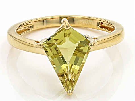 Pre-Owned Kite Canary Lemon Quartz 18k Yellow Gold Over Sterling Silver Ring 2.94ctw