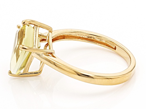 Pre-Owned Kite Canary Lemon Quartz 18k Yellow Gold Over Sterling Silver Ring 2.94ctw