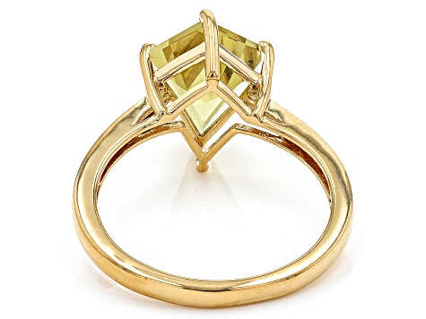 Pre-Owned Kite Canary Lemon Quartz 18k Yellow Gold Over Sterling Silver Ring 2.94ctw