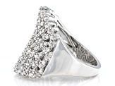Pre-Owned White Diamond Rhodium Over Sterling Silver Wide Band Ring 1.00ctw